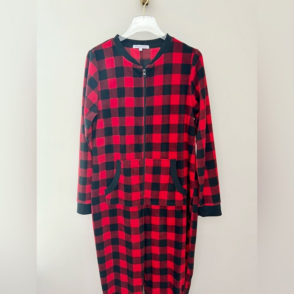 Sleepyheads Buffalo Check Fleece Adult Onesie